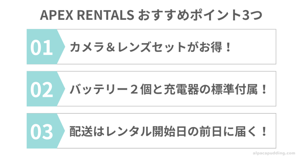 APEX RENTALSおすすめポイント3つ