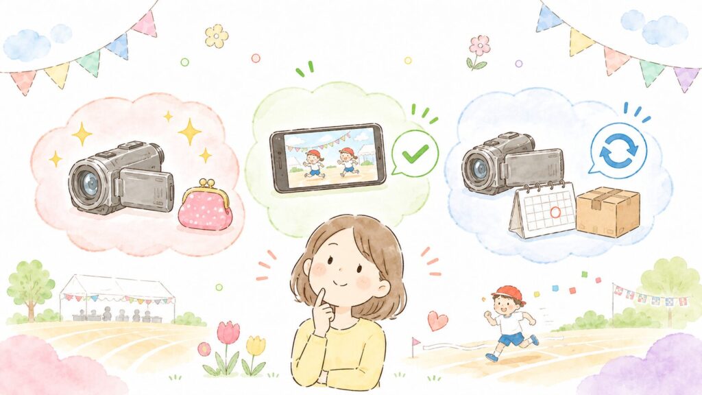 運動会のビデオカメラいらない?と悩んだら、「買う・買わない・借りる」で考える