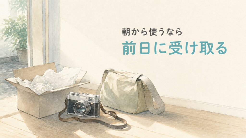 当日の朝から使いたいなら配送レンタルで前日に受け取る　カメラレンタル
