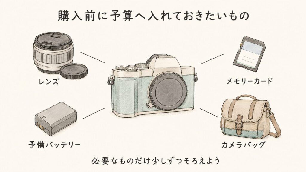 カメラ本体以外にかかるお金も確認しようカメラが高くて買えない…予算を抑えて始める3つの方法【2026年】