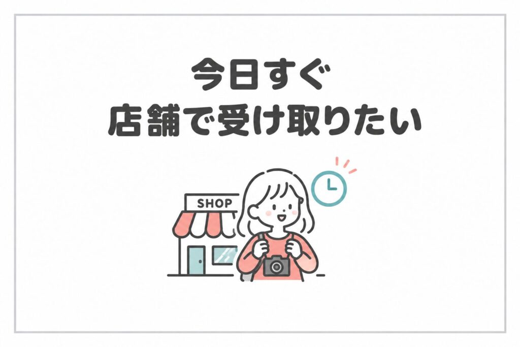 カメラを今日すぐ店舗で受け取りたい方
