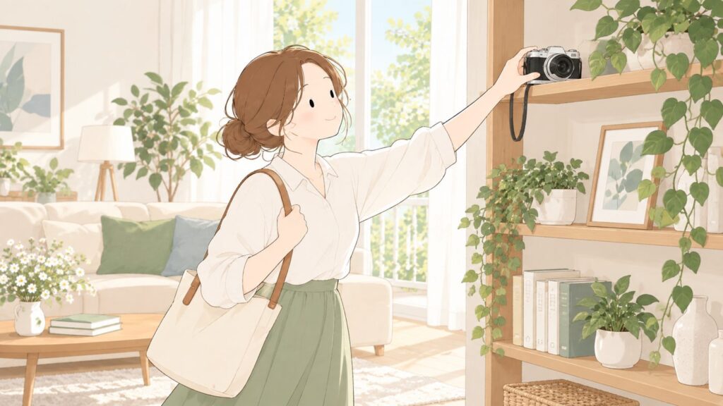 カメラを買ったけど使わないなら、まず理由を知る・棚のカメラを手に取る