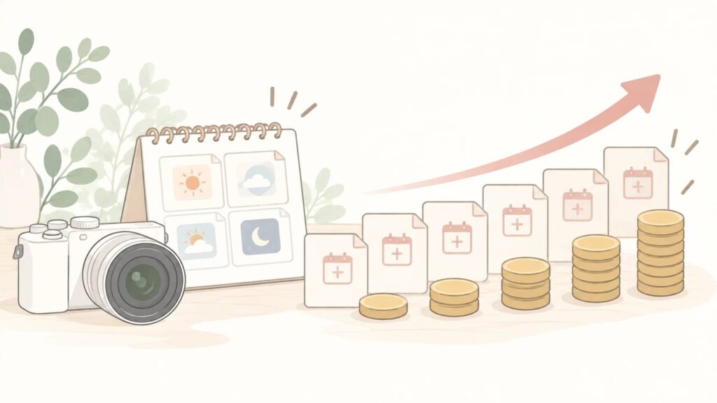 日数で借りると追加料金が積み上がるイメージ