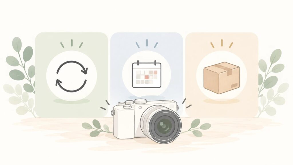1ヶ月のカメラレンタルに向いている3社のイメージ